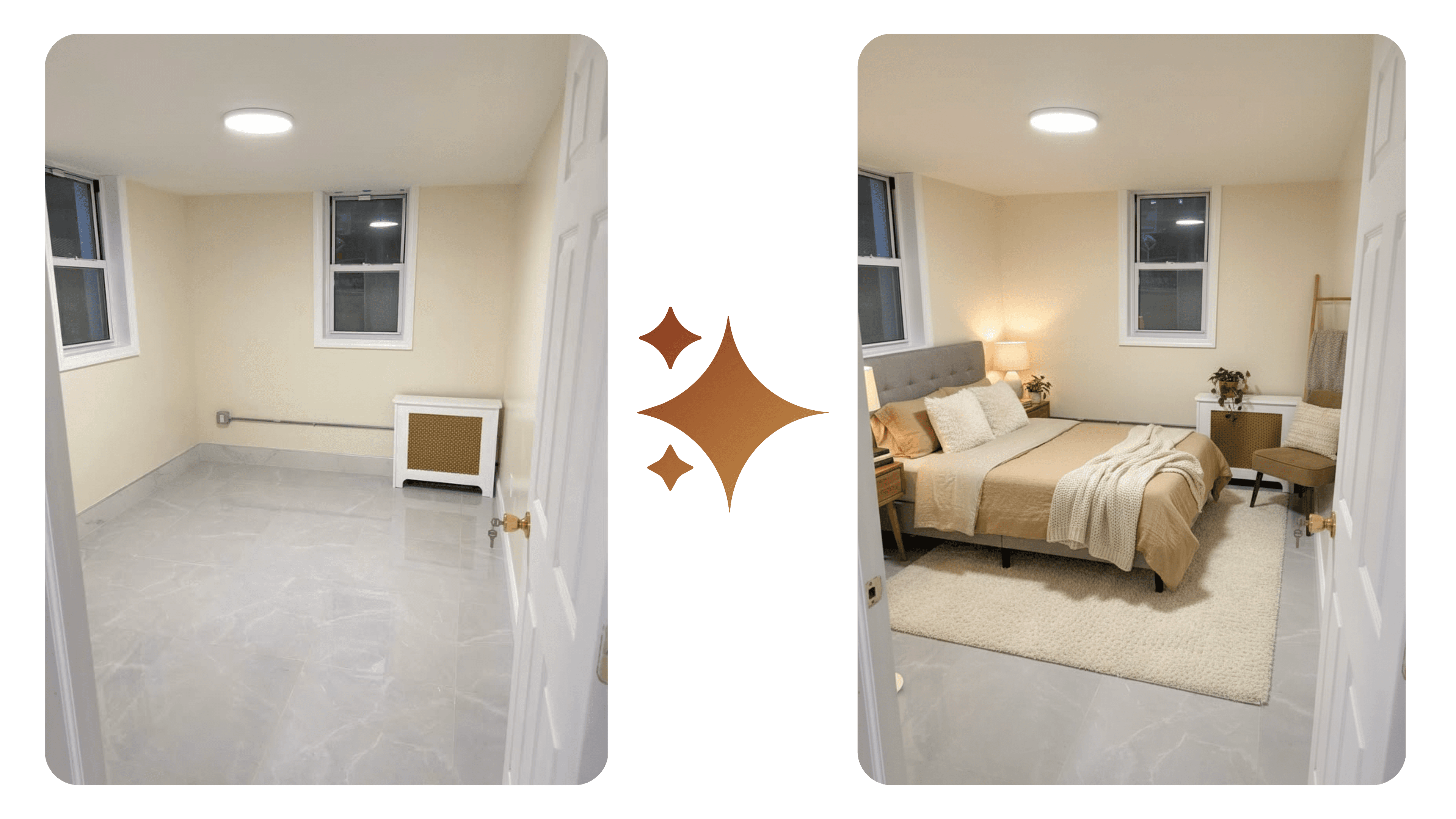 AI Real Estate Photo Enhancement - Before and After Comparison